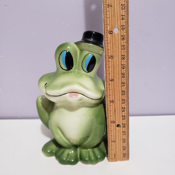 Planter Ceramic Frog Top Hat Home Country Farmhouse Decor 6"×4" - Picture 8 of 9